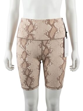 Varley Albury High Waist Biker Shorts Champagne Snake Python Print NWT Size XS